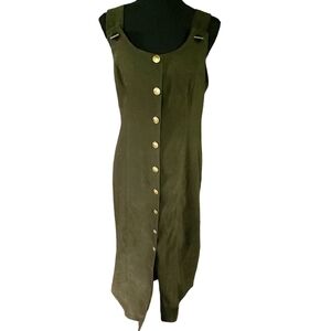Vintage Just in Thyme Button Down Green Column Maxi Dress
